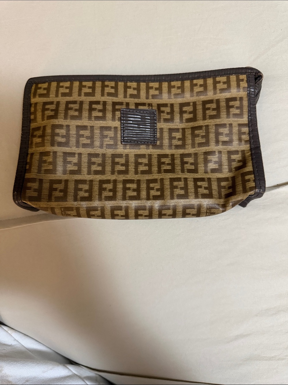 Fendi Brown and Dark Brown FF Monogram Toiletry Case